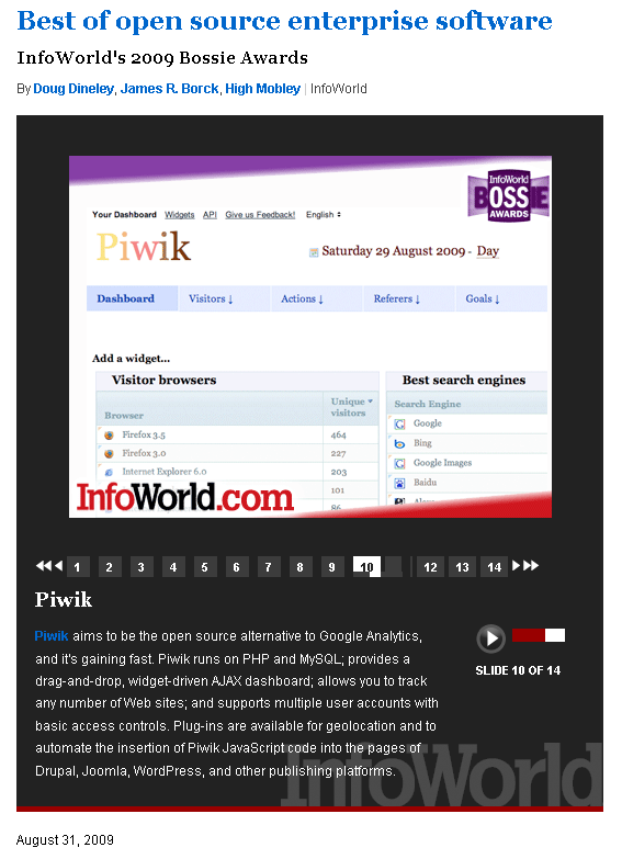 Matomo wins best of open source enterprise software web analytics