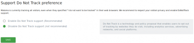 Do not track setting, enabled by default