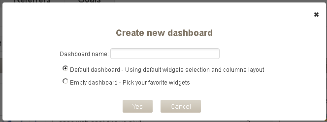 Dashboard - Create a new dashboard