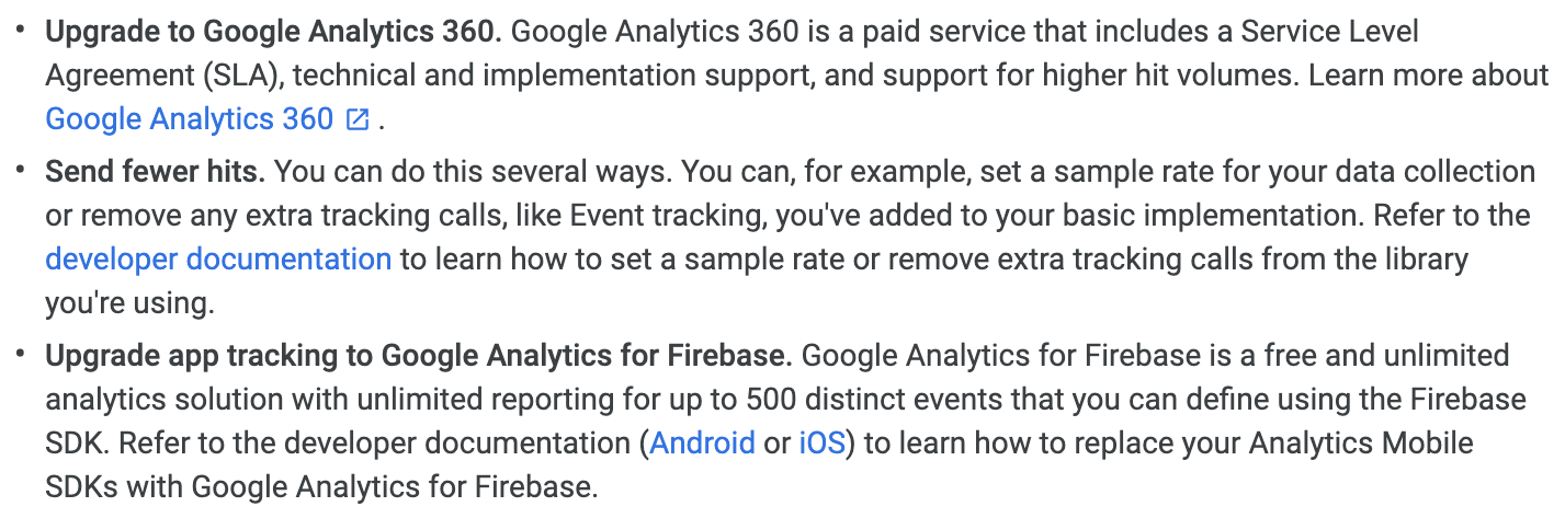 Google Analytics data limits