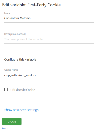 mtm first party cookie variable