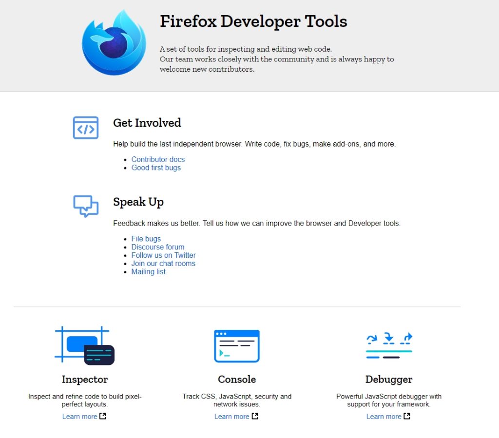 Firefox developer tools