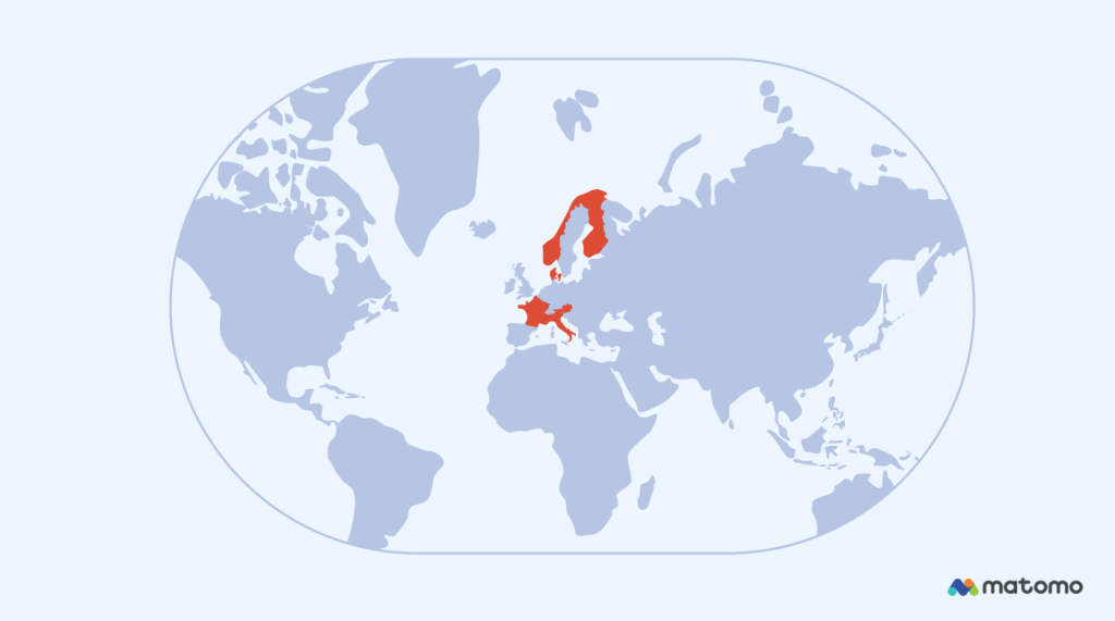 Illustration of European countries that have banned certain Google Products
