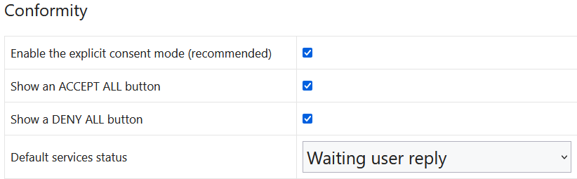 tarte au citron conformity settings