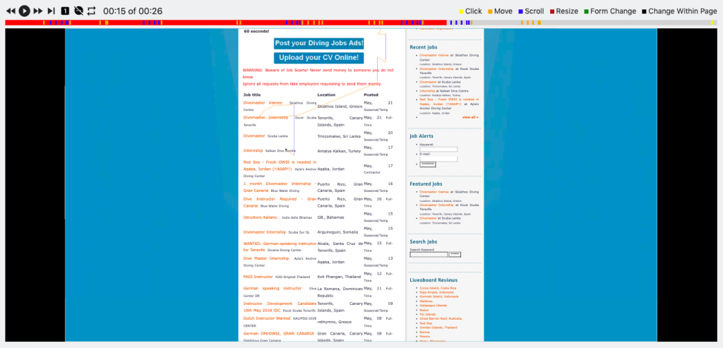 Session recording with timeline